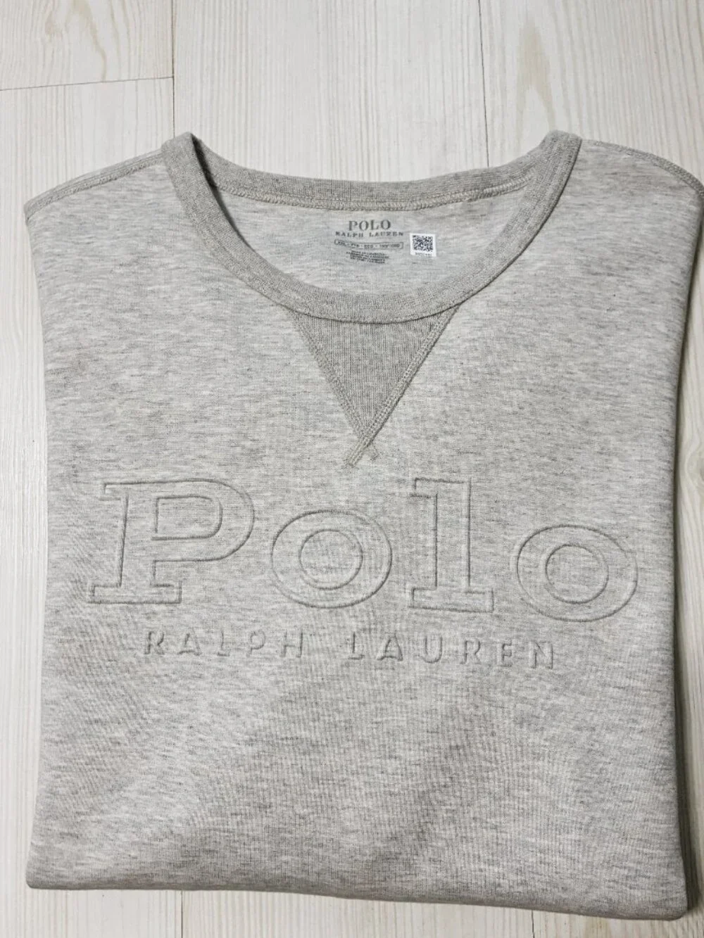 Polo Ralph Lauren Men's XXL Grey Double-Knit Embossed Logo Crewneck Sweatshirt